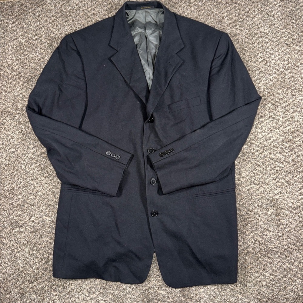 Vintage Givenchy 44R Navy Blue Wool Blazer Sport Coat Mens Two Button